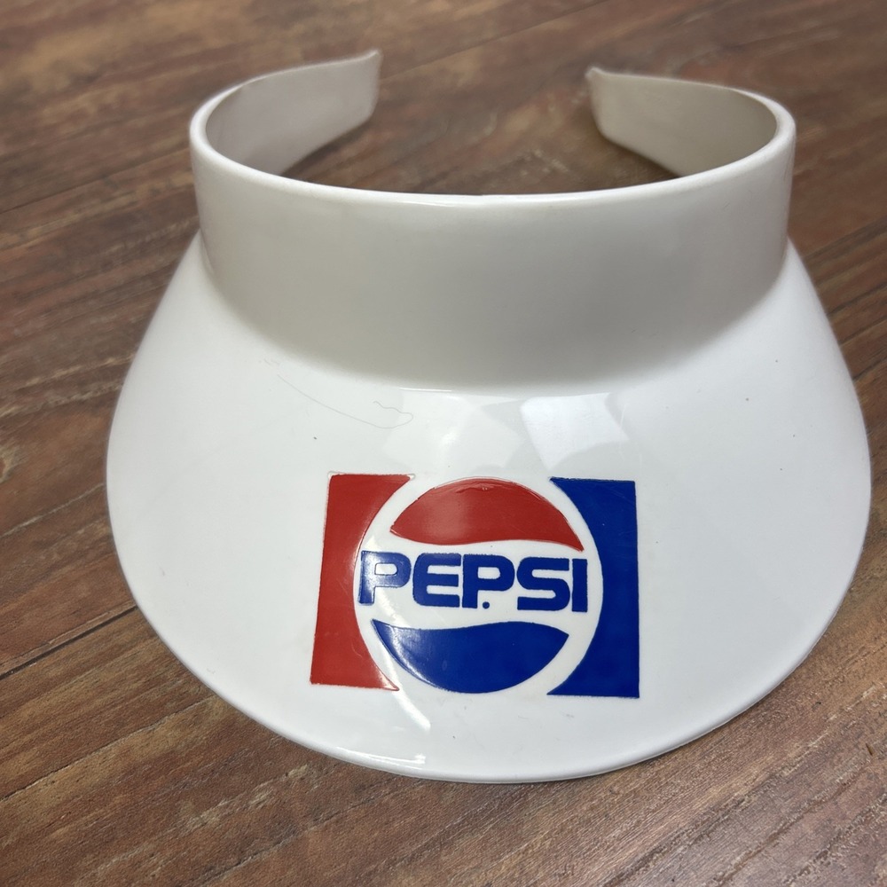 Vtg Hard Plastic Pepsi Visor Hat Headliner White Promo Advertising Rare One Size